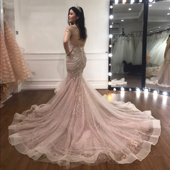 Long Sleeve Luxury Wedding Reception Gown - Picture 3 of 9